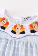 Blue thanksgiving turkey french knot dress - ARIA KIDS