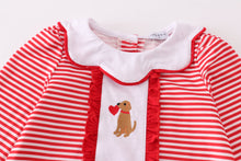Red valentine puppy embroidery dress - ARIA KIDS