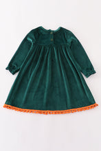 Forest velvet pumpkin embroidery girl dress - ARIA KIDS