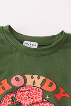 Green howdy santa print velvet bell girl pants set - ARIA KIDS