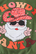Green howdy santa print velvet bell girl pants set - ARIA KIDS