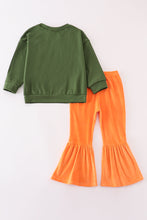 Green howdy santa print velvet bell girl pants set - ARIA KIDS