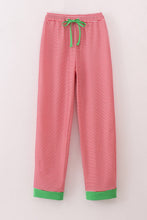 Red stripe christmas reindeer embroidery women pajamas pants - ARIA KIDS