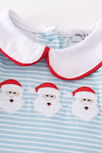 Blue stripe santa claus embroider boy romper - ARIA KIDS