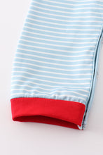 Blue stripe santa claus embroider boy romper - ARIA KIDS