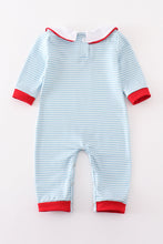 Blue stripe santa claus embroider boy romper - ARIA KIDS