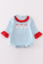 Blue stripe santa claus embroider girl bubble - ARIA KIDS