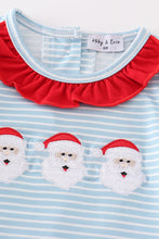 Blue stripe santa claus embroider girl bubble - ARIA KIDS
