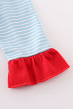 Blue stripe santa claus embroider girl bubble - ARIA KIDS