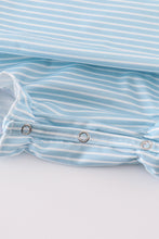 Blue stripe santa claus embroider girl bubble - ARIA KIDS