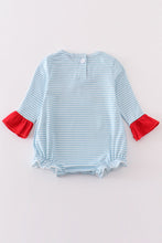 Blue stripe santa claus embroider girl bubble - ARIA KIDS