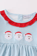 Blue stripe santa claus embroide girl set - ARIA KIDS