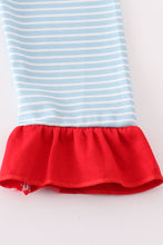 Blue stripe santa claus embroide girl set - ARIA KIDS