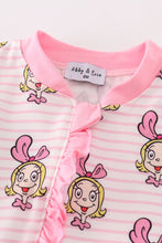 Pink stripe cindy lou who print  Zipper girl romepr
