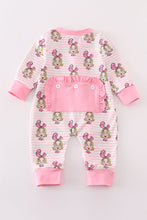 Pink stripe character print zipper girl romper - ARIA KIDS