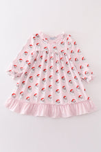 Pink santa print girl dress - ARIA KIDS