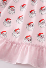Pink santa print girl dress - ARIA KIDS
