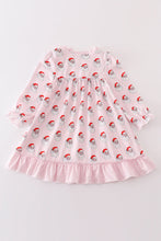 Pink santa print girl dress - ARIA KIDS