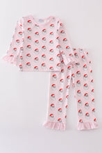 Pink santa print girl pajamas - ARIA KIDS