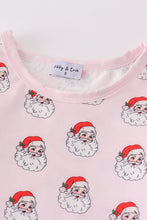 Pink santa print girl pajamas - ARIA KIDS