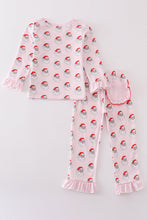 Pink santa print girl pajamas - ARIA KIDS