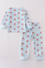 Blue santa print boy pajamas - ARIA KIDS
