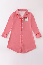 Red stripe christmas santa claus embroidery women gown - ARIA KIDS