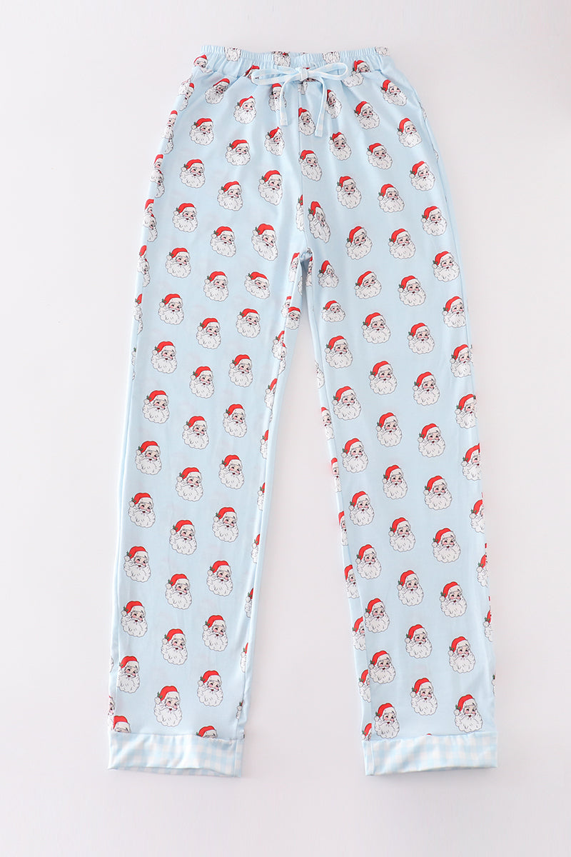 Blue santa print dad pajama pants - ARIA KIDS