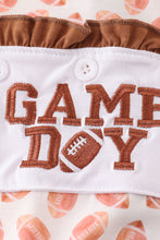 Brown football game day embroidery girl romper - ARIA KIDS
