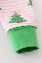 Green christmas tree print ruffle zip romper - ARIA KIDS