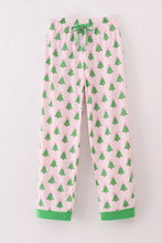 Green christmas tree print ruffle mom pajamas pants - ARIA KIDS