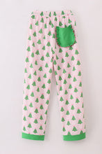 Green christmas tree print ruffle mom pajamas pants - ARIA KIDS