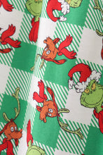 Green grinch print plaid adult pajamas pants - ARIA KIDS
