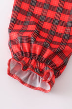 Red christmas santa embroidery smocked plaid bishop girl set - ARIA KIDS
