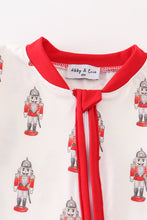 Red nutcracker print ruffle zip boy romper - ARIA KIDS