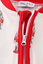 Red nutcracker print ruffle zip boy romper - ARIA KIDS