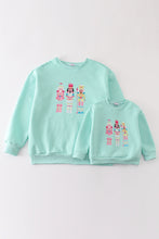 Mint nutcracker embroidery mom&me fleece sweatshirt - ARIA KIDS