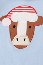 Blue christmas cow applique girl romper - ARIA KIDS