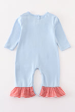 Blue christmas cow applique girl romper - ARIA KIDS