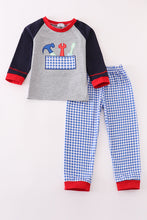 Grey toolbox applique boy set - ARIA KIDS
