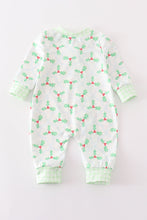 Green christmas holly print boy romper - ARIA KIDS