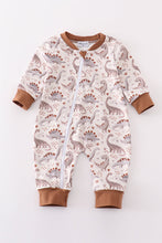 Brown dinosaur print boy romper - ARIA KIDS