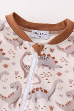 Brown dinosaur print boy romper - ARIA KIDS