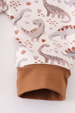 Brown dinosaur print boy romper - ARIA KIDS