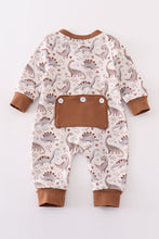 Brown dinosaur print boy romper - ARIA KIDS