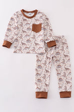 Brown dinosaur print boy set - ARIA KIDS