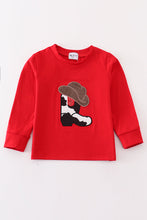 Red boots applique boy top - ARIA KIDS