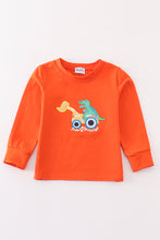 Orange dinosaur excavator applique boy top - ARIA KIDS