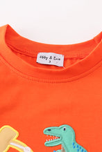 Orange dinosaur excavator applique boy top - ARIA KIDS