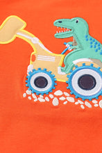 Orange dinosaur excavator applique boy top - ARIA KIDS